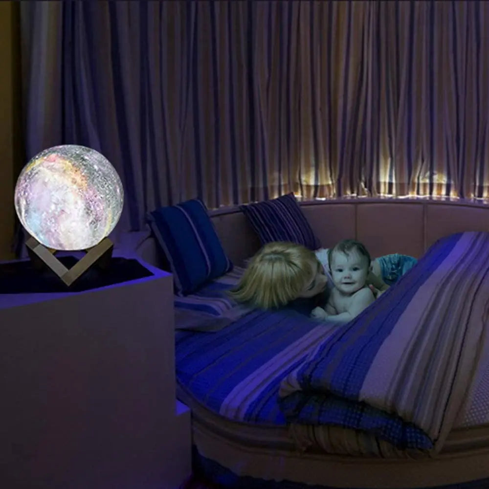 ZK20 3D Printing Moon Lamp Galaxy Moon Light Kids Night Light 16 Color Change Touch Remote Control Galaxy Light