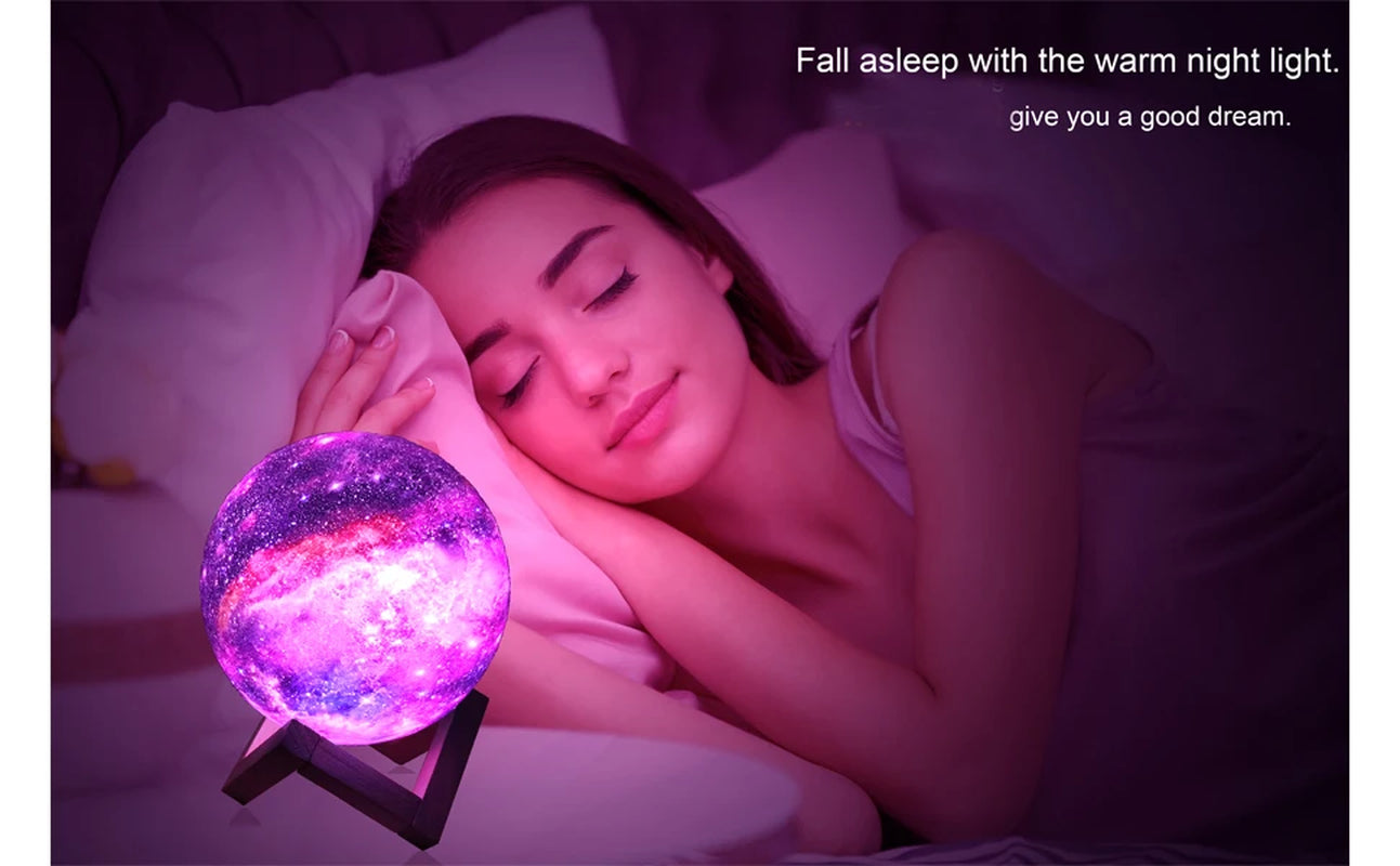 ZK20 3D Printing Moon Lamp Galaxy Moon Light Kids Night Light 16 Color Change Touch Remote Control Galaxy Light